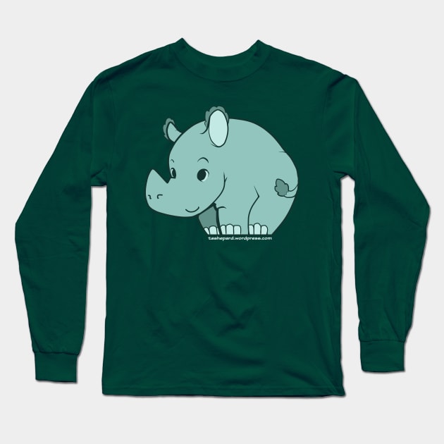 Rhino (green) Long Sleeve T-Shirt by taShepard